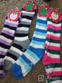 img 4 attached to 12 Pairs Women'S & Girls' Fuzzy Non-Skid Gripper Socks - Warm Winter Slipper Bulk Pack