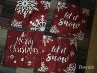 img 1 attached to Set Of 4 Farmhouse Christmas Decor Throw Pillow Covers 18X18 Inch Rustic Linen Sofa Couch Holiday Decoration Pillow Cases. review by Bob Novitsky