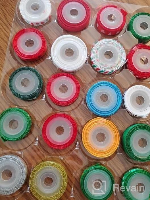img 1 attached to 100 Yards Of Christmas Grosgrain Ribbons With Double Faced Metallic Glitter - Festive Satin Ribbon Rolls In 10Mm Widths For Gift Wrapping And Holiday Decorations By LIUYAXI review by Isabella Baez