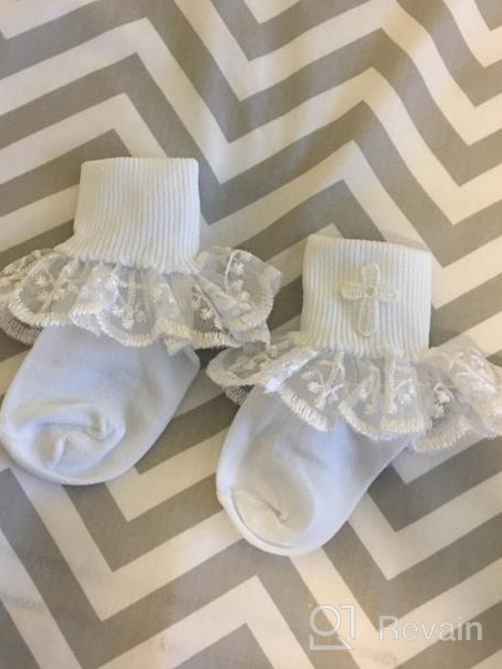 img 1 attached to Tip Top's Girls White Baptism First Communion or Christening Socks with Cross: Elegant and Sacred Accessories review by Christine Vargas