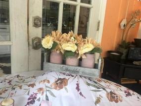 img 5 attached to Rustic Farmhouse Table Centerpiece Set With Artificial Flowers - HOMKO Mason Jar Decor For Flatware Organizer, Flower Arrangement & Garden Wedding (White, Large)