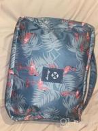 img 1 attached to Waterproof Hanging Toiletry Bag For Women And Girls - Narwey Cosmetic Makeup Organizer With Blue Leaf Design review by John Barnett