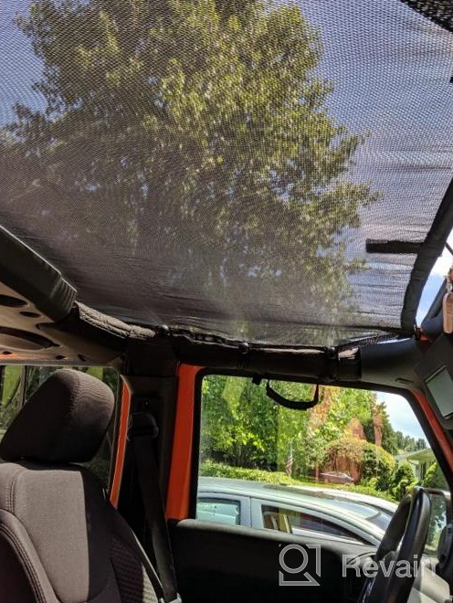 img 1 attached to 2007-2017 Jeep Wrangler JKU 4 Door Sunshade Mesh Top Cover - Durable UV Protection With US Flag Design - Voodonala review by David Hayden