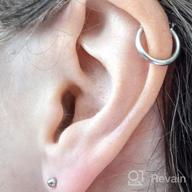 img 1 attached to Small Vintage Sterling Silver Cartilage Hoop Earrings - 3mm Ball Studs for Women & Girls 👂 with Sensitive Ears - Hypoallergenic Cuff Wrap Nose Ring Hoops - Minimalist Huggie Design - Perfect Gift review by Jenny Maestas