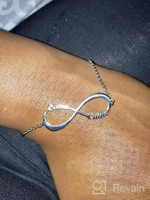 img 1 attached to Personalized Name Bracelet Or Anklet For Women - Engraved Infinity Love Cuff Bangle - Inspirational Gift For Mom Or Couples - DayOfShe review by Mike Littlejohn