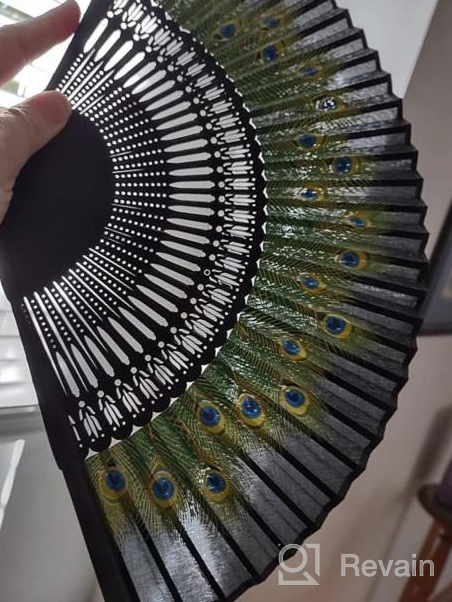 img 1 attached to Stay Cool In Style: OMyTea Peacock Folding Fan For Women In Asian Oriental Theme - Perfect For Weddings, Parties, And Gifts review by Profit Gilley
