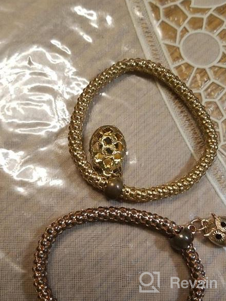 img 1 attached to Stylish 3PCS Gold/Silver/Rose Gold Corn Chain Bracelet: 🌟 Sparkling Crystal Multilayer Charms Stretch Bracelet for Women and Girls review by Rebecca Bright