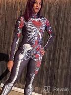 картинка 1 прикреплена к отзыву Spooky Chic: Fixmatti Women'S Long Sleeve Skull Print Jumpsuit For Halloween Parties от Cedric Ziebart
