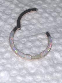 img 7 attached to 16G CZ Opal Шарнирные сегментные носовые кольца Серьги-кольца из хирургической стали 316L 8 мм 10 мм - Longbeauty
