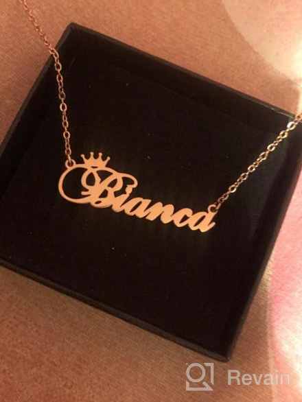 img 1 attached to Customized Rose Gold Name Necklace with Crown: Perfect Personalized Gift for Women and Girls review by Alicia Hall