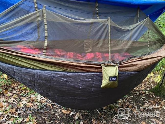 img 1 attached to Portable Double Camping Hammock With Net And Straps - Ideal For Outdoor Hiking, Survival, And Travel - Fits Two Persons, Sunyear Brand review by Leo Puente