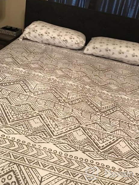 img 1 attached to Boho Geometric Duvet Cover Set - Soft Microfiber Comforter Cover With Ethnic Design, 3 Piece King Size Bedding Set, Fade-Resistant And Breathable - Perfect For A Retro Bohemian Look review by Patrick Lets