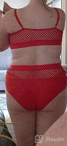 img 5 attached to Women'S Plus Size Bikini Set Splice Fishnet Swimsuit 2 Piece High Waist Tankini Bathing Suits - IN'VOLAND