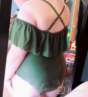 img 1 attached to Plus Size Women'S Off Shoulder Swimsuit With Tummy Control - Daci Bathing Suit review by Jennifer Mulder