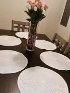 img 1 attached to Set Of 4 Beige Round Braided Placemats - 15 Inch Washable Table Mats For Dining Tables By SHACOS review by Brett Blazis
