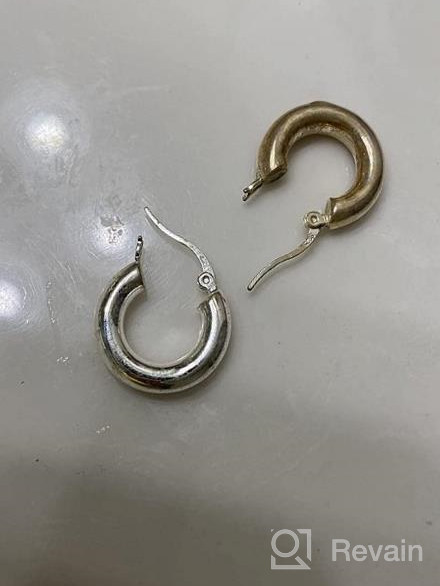 img 1 attached to Stylish Chunky Hoop Earrings for Women - Shiny Polished Round-Tube Hoops with Sterling Silver Posts: Perfect Gift for Women and Girls review by Christopher Rodriguez