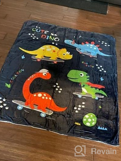 img 1 attached to Cute Dinosaur Blanket For Boys - Colorful Flannel Gift Blanket Drawn With Simple Strokes - Perfect Room Decor For Kids - ARTBECK (Grey, 50"X60") review by Tyler Bonnell