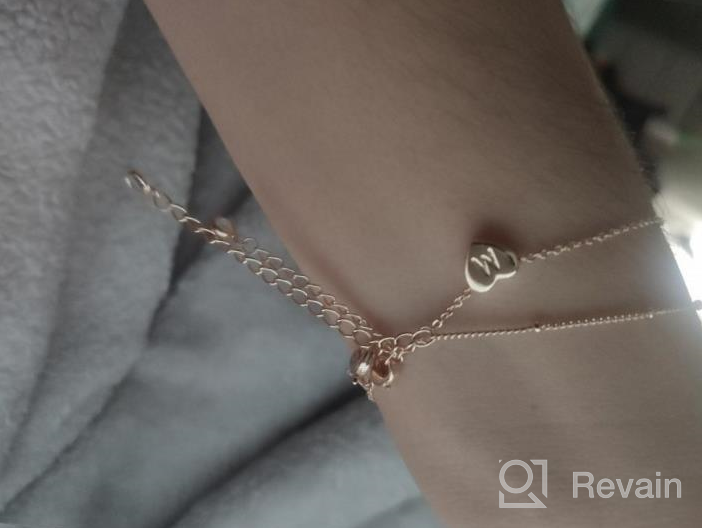 img 1 attached to Turandoss Layered Heart Initial Bracelets for Women, 14K Gold Filled 💌 Handmade Personalized Letter Bracelets for Women Girls - Dainty Heart Initial Jewelry Gifts review by Autumn Park