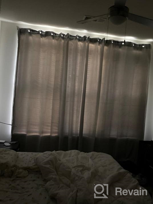 img 1 attached to Greyish White DWCN Total Privacy Room Divider Blackout Curtain For Patio Door, Living Room, Bedroom Partition And Shared Office Space - 8.3Ft Wide X 9Ft Tall Grommet Curtain Panel review by Christine Moore