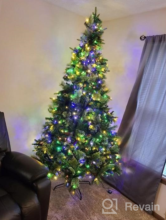 img 1 attached to SHareconn 6Ft Prelit Premium Artificial Hinged Christmas Pine Tree With 340 Warm White & Multi-Color Lights, 60 Pine Cones And Foldable Metal Stand, Perfect Choice For Xmas Decoration,6 FT review by Joshua Sharma