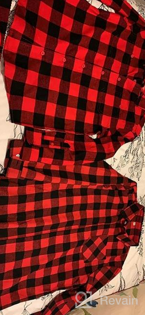 img 1 attached to Flannel Plaid Shirt for Girls and Women with Long Sleeves, Button Down Cotton Shirts in Sizes 3 Months to US 2XL by SANGTREE review by Nicole Shrestha