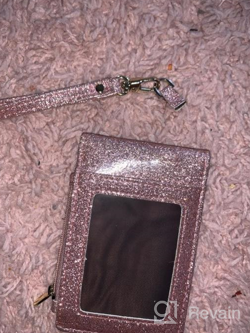 img 1 attached to Rosegold Star Leather ID Badge Holder Wallet With 1 Window, 3 Card Slots & Zipper Coin Pocket + 18.1" Neck Lanyard & 6" Hand Wristlet review by Ernest Etienne