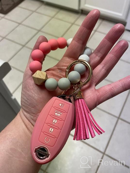 img 1 attached to Women'S Elastic Beaded Silicone Key Ring Bracelet Wristlet - Stylish And Portable Keychain Chain For Girls On The Go review by Gervan Mauldin