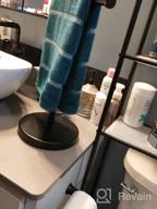 img 1 attached to Stylish T-Shape Hand Towel Holder - Fits Standard Towels, Weighted Base, Durable SUS304 Stainless Steel, Brushed Finish - Ideal For Countertop Use - BTH208S14B-2 By KES review by Jenna Fonoti
