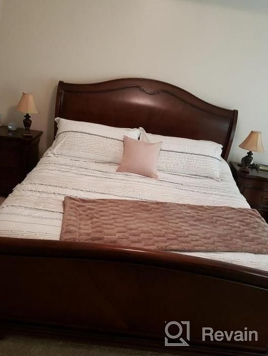 img 1 attached to Mid Century Modern Design Duvet Set - INK+IVY Nea - 100% Cotton, All Season Comforter Cover Bedding Set With Matching Shams, Full/Queen Size, Stripes Teasel Ivory - 3 Piece Set review by Craig Mcdonald
