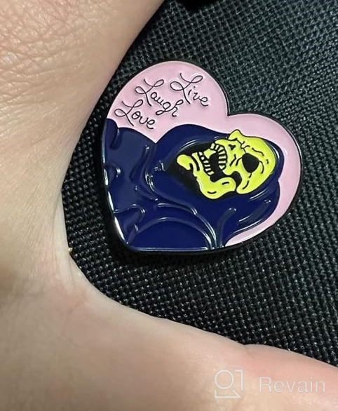 img 1 attached to Live, Laugh, Love - Skeleton - Enamel Pin: Spooky Elegance Embodied review by Valerie Sullivan