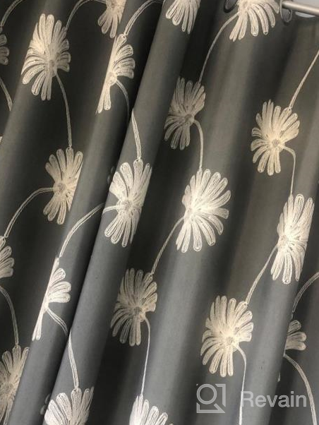 img 1 attached to VOGOL Embroidered Floral Pattern Faux Linen Grommet Curtains, 60% Blackout Thermal Insulated Heavy Drapes For Bedroom/Living Room Window Treatment Panels, 52 X 84 Inch review by Kevin Young
