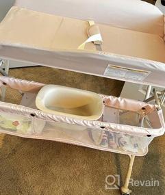 img 5 attached to Портативный складной пеленальный столик для младенцев с регулируемой высотой, ремнем безопасности, стеллажом для сушки и хранения, мобильной подставкой-органайзером на колесах для новорожденных - розовый