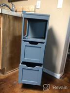 img 1 attached to Wooden Floor Cabinet With Adjustable Drawers And Open Shelf - Grey Bathroom Storage Organizer For A Narrow Living Room Or Bedroom - Linen Tower And Side Cabinet By HOMEFORT review by Keith Wolff