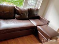 img 1 attached to Brown Faux Leather L-Shaped Convertible Sectional Sofa Couch For Small Apartments By HONBAY review by Tony Ledbetter