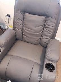 img 7 attached to JUMMICO Power Lift Recliner Chair с подогревом и массажем для пожилых людей PU Кожаный современный диван-кресло с откидной спинкой с подстаканниками, пульт дистанционного управления, USB-порт для гостиной (черный)