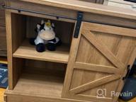 img 1 attached to Farmhouse Sliding Barn Door Coffee Bar Cabinet - Kitchen Sideboard Buffet With Ample Storage Space By PHI VILLA review by Michelle Rogers