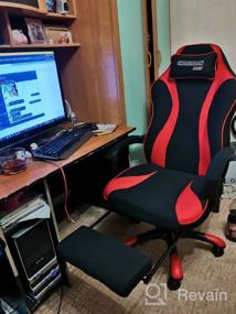 img 7 attached to 💺 Chairman Game 35 - Gaming Computer Chair with Retractable Footrest, Black/Red (Fabric)