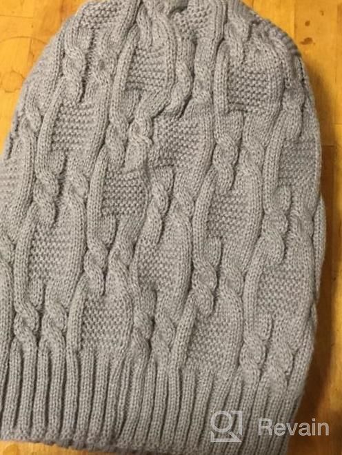 img 1 attached to Winter Fashion Essential: Surblue Unisex Chunky Cable Knit Slouchy Beanie Hat review by Derrick Lowell