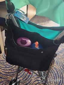 img 6 attached to Органайзер для подгузников для детских колясок для хранения детских вещей на ходу с карманами Muti, нескользящими крючками для колясок и регулируемым ремешком, серый