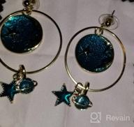 img 1 attached to Long Pendant Dangle Earrings Featuring Enamel Moon, Star, Earth, And Planet Design - Ideal Jewelry For Women And Girls By SUNSCSC review by Dexter Pullen