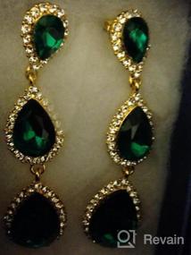 img 5 attached to EleQueen Women'S Gold-Tone Austrian Crystal Teardrop Pear Shape 2.5 Inch Long Earrings Emerald Green Color