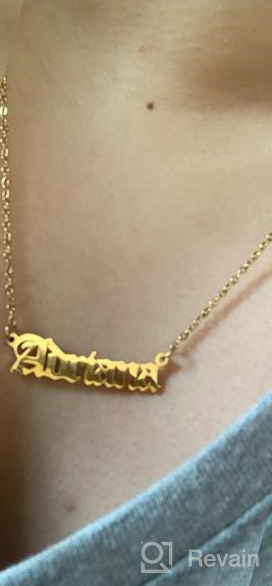 img 1 attached to Personalized Old English Name Necklace: 18K Gold Plated Monogram Jewelry for Women - Perfect Christmas/Birthday Gift - Over 800 Names in Stock! review by Tonya Washington