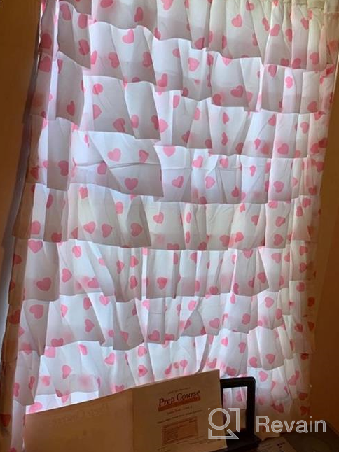 img 1 attached to Kotile Pink Ruffle Curtain With Heart Pattern - Soft Rod Pocket Window Drapery For Girl'S Bedroom, 52 X 84 Inch, Single Panel review by Josh Allred