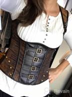 img 1 attached to Steampunk Leather Underbust Corset Top For Women - Fashionable Steel Boned Waist Cincher For Goth Or Renaissance Look By TOPMELON review by Isaiah Boys