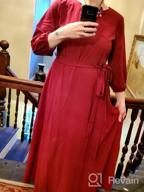 img 1 attached to AOOKSMERY Women Elegance Audrey Hepburn Style Round Neck 3/4 Puff Sleeve Swing Maxi Dress Long Belt Dresses With Pockets review by Tony Beale