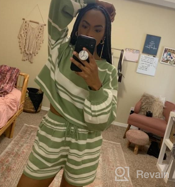 img 1 attached to Stylish Women'S Knit Sweatsuit Set With Long Sleeve Pullover Sweater Crop Top And Shorts By TECREW review by Ryan Calabro