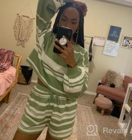 img 7 attached to Stylish Women'S Knit Sweatsuit Set With Long Sleeve Pullover Sweater Crop Top And Shorts By TECREW