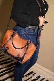 img 5 attached to Retro Leather Top Handle Satchel Bag: Stylish Women'S Handbags By Iswee Designers