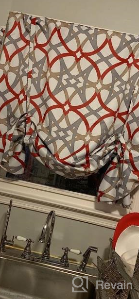 img 1 attached to Transform Your Room With Red And Gray Spiral Geo Trellis Pattern Tie-Up Curtain - Thermal, Insulated, And Blackout review by Tsuyoshi Tendencies