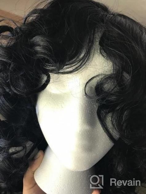 img 1 attached to Kinky Curly Wig For Black Women - Heat Resistant Synthetic Hair With Bangs & Accessories | ELIM Z014 review by Andrew Schobinger